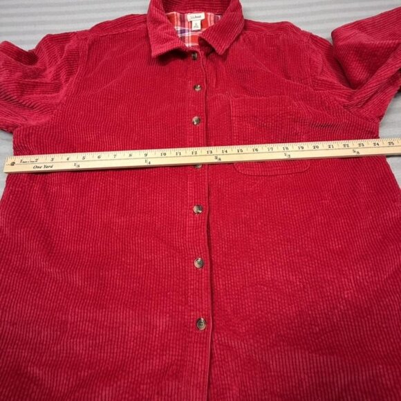 L.L.Bean Corduroy Shirt Mens XL Red Plaid Lined Button Front Shacket - Picture 5 of 10